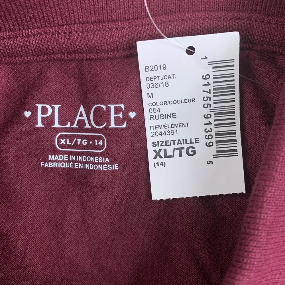 The Children's Place Girls Size XL 14 Rubine Uniform Ruffle Pique Polo NWT